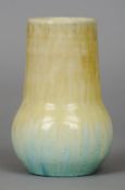 A Ruskin pottery elephant foot vase
With crystalline glaze, impressed mark Ruskin, England, dated