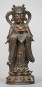 A Chinese Ming period bronze figure of a priestess 
Modelled in flowing robes and with headdress