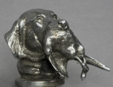 An early 20th century Louis Lejeune chromed car mascot
Modelled as retriever with game bird, stamp