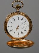 A 15 ct gold repeating hunter pocket watch
The interior reverse with presentation inscription.