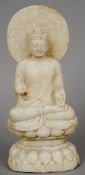 A Chinese carved marble figure of Buddha, possibly 18th century
Typically worked on a lotus carved