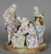 A late 19th/early 20th century Continental porcelain group, possibly Meissen
Modelled as a family