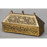 A French Medieval style 19th century bronze chocolate casket, made for the chocolatier Marquise de