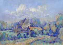 *AR GEOFF MARSTERS (20th century) British
Farm in Auvergne 
Pastels
52.5 x 38.5 cm, framed and