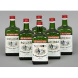 Squires London Dry Gin, 26.6 fl ozs., 70% proof
Six bottles.  (6) CONDITION REPORTS: Generally