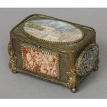 A 19th century Italian specimen marble mounted gilt metal casket
The rounded rectangular hinged