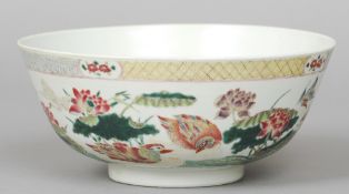 An 18th century Chinese Export famille rose punch bowl
The centre decorated with pink enamels with a