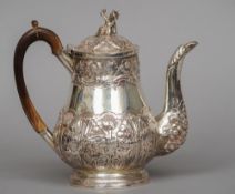 A George III pear shaped silver coffee pot, hallmarked London 1778, maker's mark of John Schofield