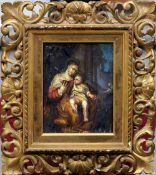 BOLOGNESE SCHOOL (17th/18th century)
Madonna and Child
Oil on panel, in carved giltwood Florentine