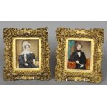 ENGLISH SCHOOL (19th century) 
Portrait miniatures of a Gentleman and His Wife
Watercolour on