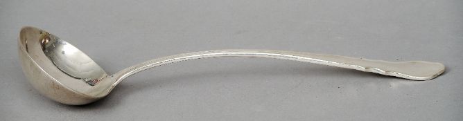 A silver soup ladle, hallmarked Sheffield 1940, maker's mark of William Hutton & Sons Ltd
32.5 cm