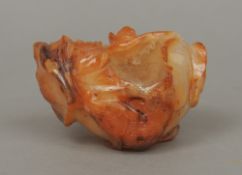 A late 18th/early 19th century Chinese carved Carnelian hardstone brush washer 
Worked with