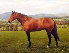JESSICA BROWN (20th century) British
Portrait of a Horse in Landscape
Oil on board
Signed
49 x 38.