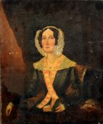 ENGLISH NAIVE SCHOOL (19th century)
Portrait of a Lady With an Open Book
Oil on canvas
35.5 x 43 cm,