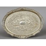 An early 20th century unmarked Indian silver tray
With a pierced border centrally decorated with