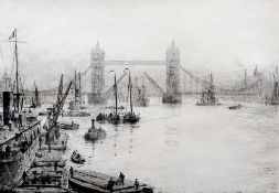 *AR ROWLAND LANGMAID (1897-1956) British
Shipping in the Pool of London
Limited edition etching