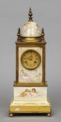 A 19th century Vienna porcelain mounted mantle clock
Decorated with various figures and cherubs.  46