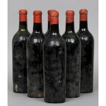 Mouton Rothschild, unknown vintage
Six bottles lacking labels.  (6) CONDITION REPORTS: Levels