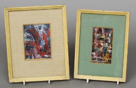 PETER CLOUGH (20th century) British
Abstract
Oil on card; together with 
Another, similar, but