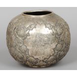 A Persian white metal vase, hallmarked for Isfahan and 81% purity mark
Of spherical form,