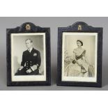 HM The Queen and HRH The Duke of Edinburgh, black and white print signed photographs
The latter
