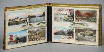 A late 19th/early 20th century Japanese lacquered postcard album
The cover decorated with a