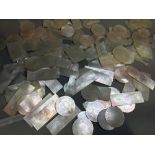 A quantity of Chinese mother-of-pearl game counters
Comprising: rectangular, circular and fish form,