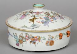 A 19th century Chinese Export tureen and cover
Decorated in the round with variously dignitaries and