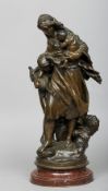 MATHURIN MOREAU (1822-1912) French
La Ramasseuse de Moules et ses Enfants
Bronze, standing on a