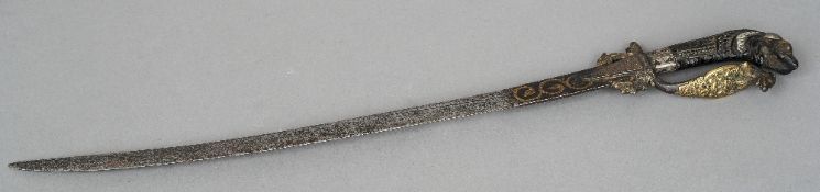 An 18th century Ceylonese (Sri Lankan) castane
The single edged steeled blade with inlaid gilt