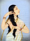 INDIAN SCHOOL (19th/20th century)
Exotic Dancer
Watercolour and bodycolour on fabric
37.5 x 50.5 cm,