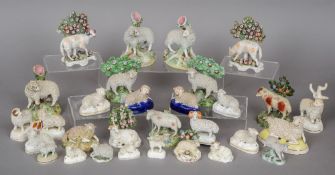 A collection of 19th century Staffordshire ceramic figures of sheep
Some before bocage, some