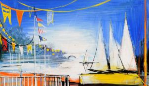 BRITISH SCHOOL (20th century)
Before the Regatta
Bodycolour on card
54 x 33 cm, framed CONDITION