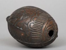 A 19th century sailor's carved bugbear
Of typical form, decorated with Britannia, a sailing boat and