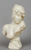 EMMANUEL VILLANIS (1858-1914) French
Bust of a Young Girl With Ribbon Tied Hair
Marble
The reverse