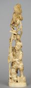 A 19th century Japanese carved ivory okimono
Worked as a figure with child at his feet, monkeys