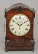 A 19th century mahogany cased bracket clock 
The white painted dial signed Pritchard, Birmingham,