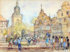 *AR ROWLAND DE WINTON ALDRIDGE (1906-1997) British
Continental Town Square
Watercolour
Signed and