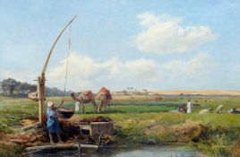 DAVID BATES (1840-1921) British
The Shadoof, Egypt
Oil on canvas
Signed
74.5 x 49 cm, framed and