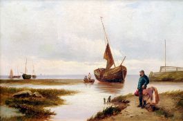 JOHN HENRY BOLE (19th/20th century) British
Landing the Catch
Oil on canvas
Signed and dated 1902
59