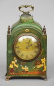A chinoiserie decorated mantel clock, retailed by Mappin & Webb, London
The circular dial with Roman