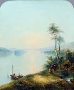 Follower of JOSEPH MALLORD WILLIAM TURNER (1775-1851) British
Figures in an Italianate Lake Scene