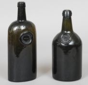 Two 18th century green glass seal wine bottles
One with seal for Thomas Gerrard, Gibbstown, the