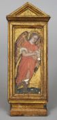 ITALIAN SCHOOL (15th/16th century)
Angel 
Oil and gold leaf on soft wood with integral architectural