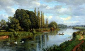 Attributed to CHARLES RICHARD HAVELL (1827-1892) British
River Punting
Oil on canvas
Signed and