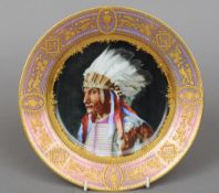 A Vienna porcelain cabinet plate entitled Broken Arm
Centrally painted with a native American Indian