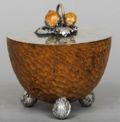 An early 20th century Continental 800 silver mounted carved wooden box and cover
The removable lid