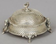 A Victorian pierced silver and dish and cover, hallmarked Birmingham 1856, maker's mark of William