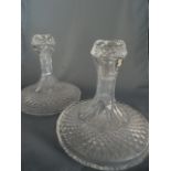 A PAIR OF GALWAY CRYSTAL SHIP'S DECANTERS. 22cm