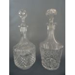 A GALWAY CRYSTAL TAPERED BARREL DECANTER, 29.5cm with A GALWAY CRYSTAL CLUB SHAPED DECANTER, 30cm